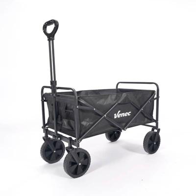Venec Opvouwbare Bolderkar - Lichtgewicht en Robuust - Max. Draagvermogen 150 kg - Compact Ontwerp 87 x 54 x 76 cm - Verstelbare Stang - Massieve Banden - Inclusief Bidonhouder - Zwart