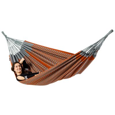 Tweepersoons hangmat - 350x160cm - Bruin - 160kg draagkracht- 100% katoen - binnen & buiten