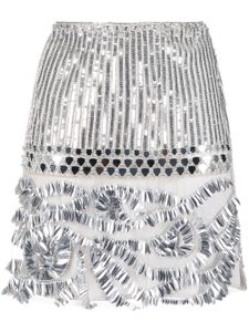 Alberta Ferretti minijupe à sequins - Argent