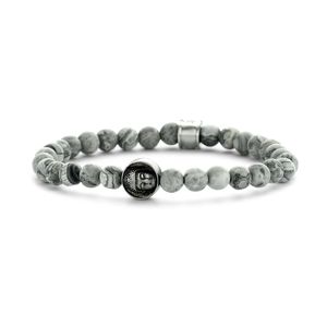 Frank 1967 7FB 0388 Rekarmband Beads natuursteen 6 mm grijs-groen