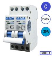GACIA M80N-2P2N-C20 inst. 2p+2n 20A 6kA (36mm)