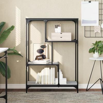 Boekenrek 81x36x115 cm bewerkt hout en staal grijs sonoma
