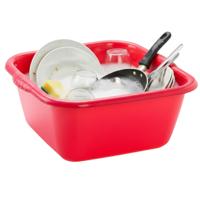 Plasticforte huishoud teil - afwasbak - vierkant - kunststof - 14.5 liter - 41 x 38 x 16 cm - Rood