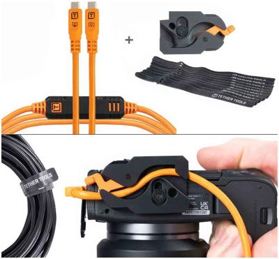 Tether Tools LeverLock & Cable Kit, Optima 10G, 15&apos; (4.6m), straight orange