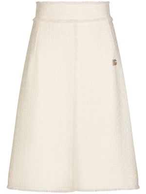 Dolce & Gabbana jupe mi-longue en tweed à fente - Blanc
