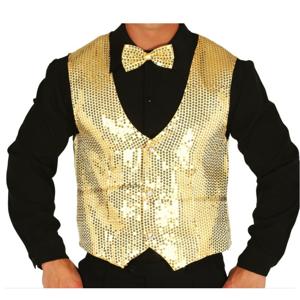 Verkleed feest gilet met pailletten - goud - voor heren - one size