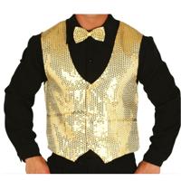 Verkleed feest gilet met pailletten - goud - voor heren - one size Verkleed feest gilet met pailletten - goud - voor heren - one size