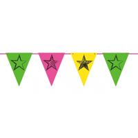 Party verjaardag vlaggetjes in Neon kleuren - 3x stuks - 6 meter - felle kleuren feestartikelen - pa