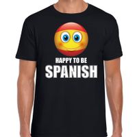 Spanje emoticon Happy to be Spanish landen t-shirt zwart heren