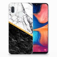 Samsung Galaxy A20e | TPU | Siliconen hoesje | Marmer Wit Zwart - Origineel Cadeau Man