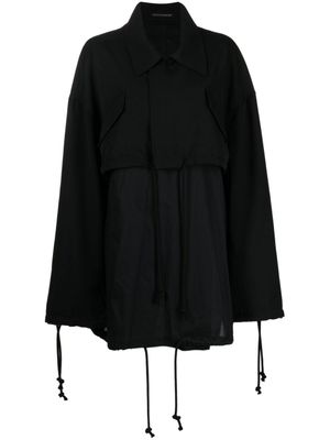 Yohji Yamamoto cape à lien de resserrage - Noir