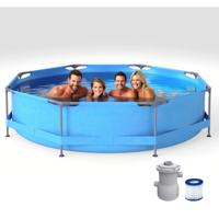 Opzetzwembad 3 M x 76 CM Rond Buitenframe met Filterpomp 4383 L Watercapaciteit Tuinpool voor Volwassenen