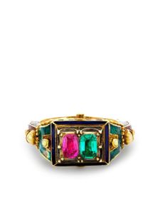 Pragnell Vintage bague en or 18ct sertie de rubis et émeraude (1837-1890) - Vert