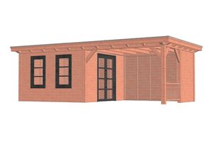 Buitenverblijf Florence 780x425 cm - Plat dak - Combinatie 1- Plat dak- Onbehandeld lariks Douglas hout- Trendhout