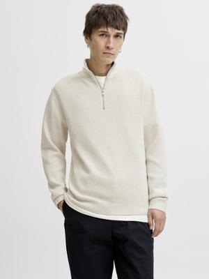Jack & Jones Jprblamilano Stitch Knit Half Zip Sn Trui Cloud Dancer Melange