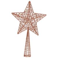 Cosy &amp; Trendy Kerstboompiek - glitter - ster - bruin - 28 cm   - - thumbnail