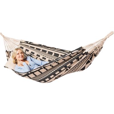 Eenpersoons hangmat - 300x140cm - Zwart - 120kg draagkracht- 100% katoen - binnen & buiten