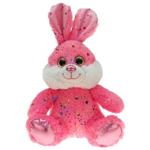 Pluche roze paashaas/hazen knuffel met sterretjes 25 cm