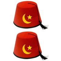 Carnaval verkleed hoedje - 4x stuks - Fez - rood - Marokkaans - Turks - Arabisch - volwassenen