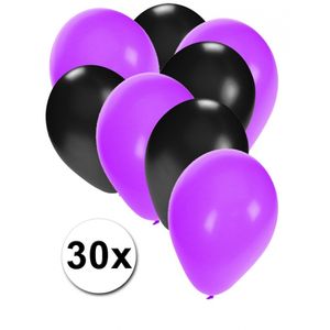 30x ballonnen zwart en paars