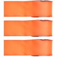 3x Hobby/decoratie oranje satijnen sierlinten 2,5 cm/25 mm x 25 meter - thumbnail