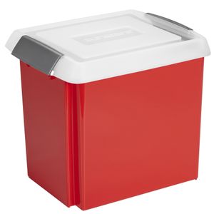 Sunware opslagbox kunststof 45 liter rood 45 x 36 x 36 cm met hoge deksel