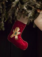 Personaliseerbare kerstsok met omkeerbare lovertjes Mr Biscuit rood