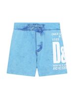 Dolce & Gabbana Kids short en coton à logo imprimé - Bleu