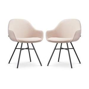 Nolon Noa-Mae Eetkamerstoelen Set van 2 - Beige - Zwarte Poten