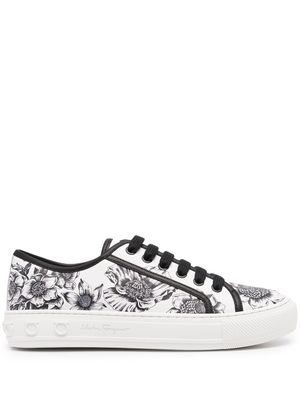 Ferragamo baskets Borg à fleurs - Blanc
