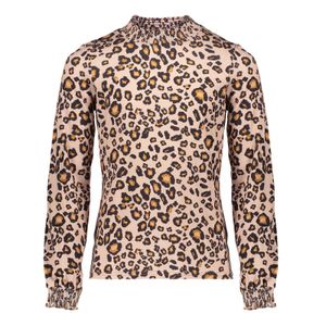 Geisha Meisjes blouse - Panter smock - Zand / Zwart