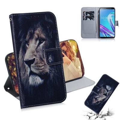 Leeuw patroon gekleurde tekening horizontale Flip lederen case voor ASUS Zenfone Max Pro (M1) ZB601KL met houder & card slots & portemonnee