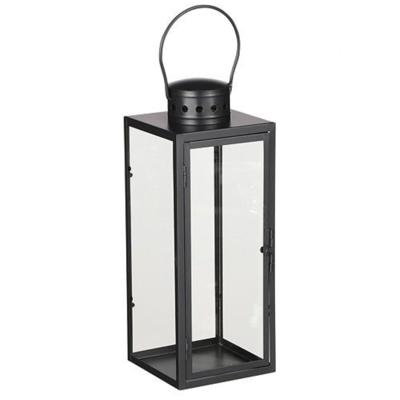 Mica decorations Lantaarn / windlicht Arzilla - zwart - metaal - verlichting - 13 x 34 cm