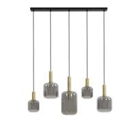 Light & Living Eettafel hanglampLekar 5x E27 - messing met smoke glas - 2946284