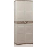 TITANIUM PLASTIKEN Hoge kast met 2 deuren en planken 70 x 44 x 176 cm Beige en Taupe TITANIUM assortiment binnen en buiten