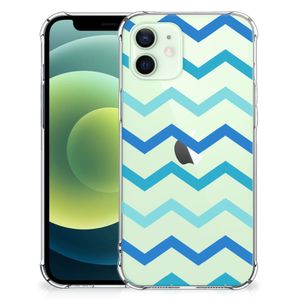 iPhone 12 Mini Doorzichtige Silicone Hoesje Zigzag Blauw