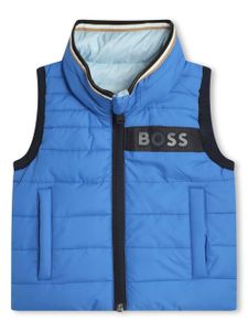 BOSS Kidswear gilet réversible à logo imprimé - Bleu