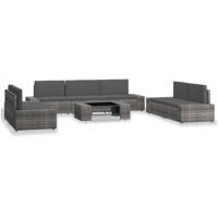 8-delige Loungeset poly rattan grijs