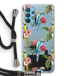 Kleurrijke papegaaien: Samsung Galaxy A32 4G Transparant Hoesje met koord
