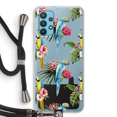 Kleurrijke papegaaien: Samsung Galaxy A32 4G Transparant Hoesje met koord