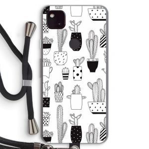 Cactusmotief: Pixel 4a 5G Transparant Hoesje met koord