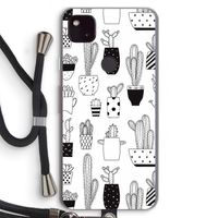 Cactusmotief: Pixel 4a 5G Transparant Hoesje met koord