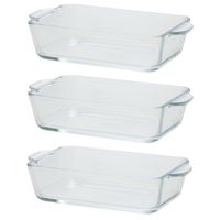 3x Rechthoekige glazen mini ovenschaal 500 ml 20 x 11 x 5 cm