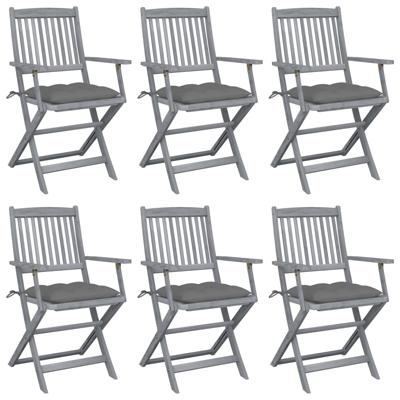 Tuinstoelen 6 st inklapbaar met kussens massief acaciahout