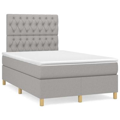 Boxspring met matras en LED stof lichtgrijs 120x190 cm