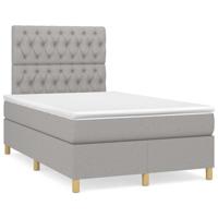 Boxspring met matras en LED stof lichtgrijs 120x190 cm