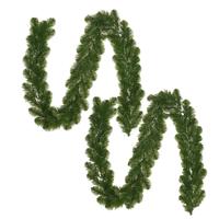Dennenslinger/dennen guirlande - 2x - groen - 180 cm x 20 cm - 82 tips