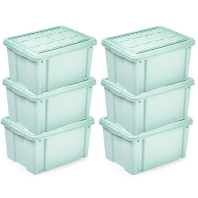 Multi Storage Opslagbox met deksel - 6x - mintgroen - 16 liter - 40 x 30 x 21 cm - kunststof