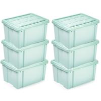 Multi Storage Opslagbox met deksel - 6x - mintgroen - 16 liter - 40 x 30 x 21 cm - kunststof