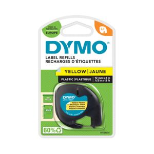 Huismerk DYMO LetraTag 91202/S0721620 Labeltape 12mm Zwart op Geel